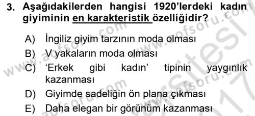 Moda Tasarım Dersi 2016 - 2017 Yılı (Final) Dönem Sonu Sınav Soruları 3. Soru