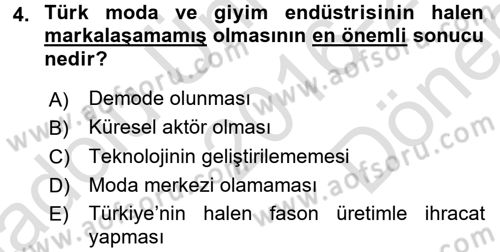 Moda Tasarım Dersi 2016 - 2017 Yılı (Final) Dönem Sonu Sınav Soruları 4. Soru
