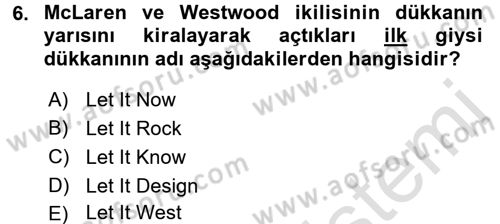 Moda Tasarım Dersi 2016 - 2017 Yılı (Final) Dönem Sonu Sınav Soruları 6. Soru