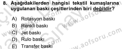 Moda Tasarım Dersi 2016 - 2017 Yılı (Final) Dönem Sonu Sınav Soruları 8. Soru