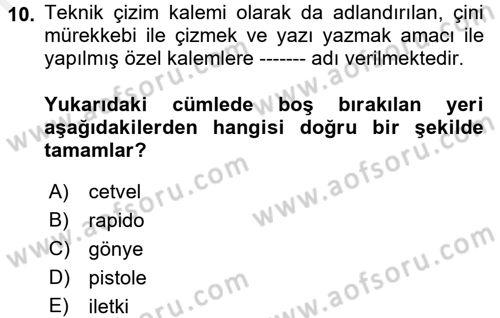 Moda Tasarım Dersi 2017 - 2018 Yılı 3 Ders Sınav Soruları 10. Soru