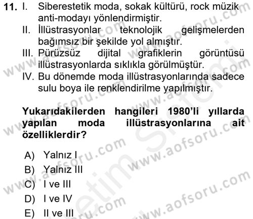 Moda Tasarım Dersi 2017 - 2018 Yılı 3 Ders Sınav Soruları 11. Soru