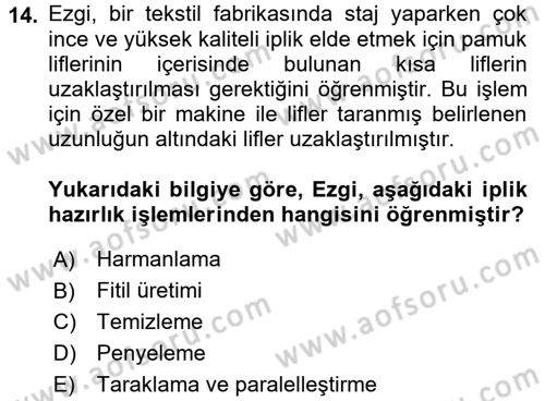 Moda Tasarım Dersi 2017 - 2018 Yılı 3 Ders Sınav Soruları 14. Soru