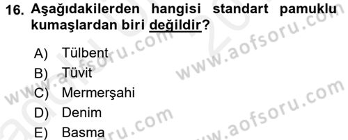 Moda Tasarım Dersi 2017 - 2018 Yılı 3 Ders Sınav Soruları 16. Soru