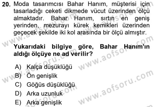 Moda Tasarım Dersi 2017 - 2018 Yılı 3 Ders Sınav Soruları 20. Soru