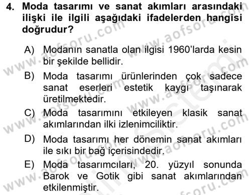 Moda Tasarım Dersi 2017 - 2018 Yılı 3 Ders Sınav Soruları 4. Soru