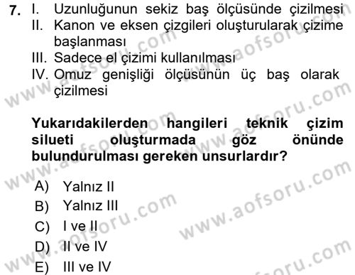 Moda Tasarım Dersi 2017 - 2018 Yılı 3 Ders Sınav Soruları 7. Soru