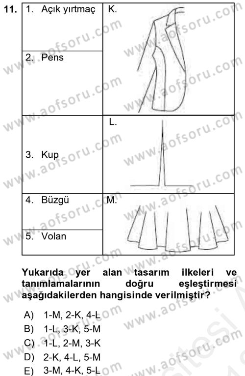 Moda Tasarım Dersi 2017 - 2018 Yılı (Vize) Ara Sınav Soruları 11. Soru