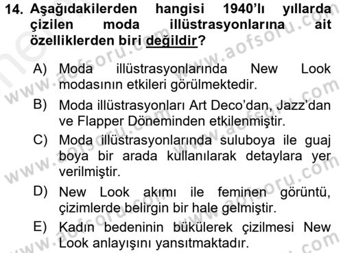 Moda Tasarım Dersi 2017 - 2018 Yılı (Vize) Ara Sınav Soruları 14. Soru