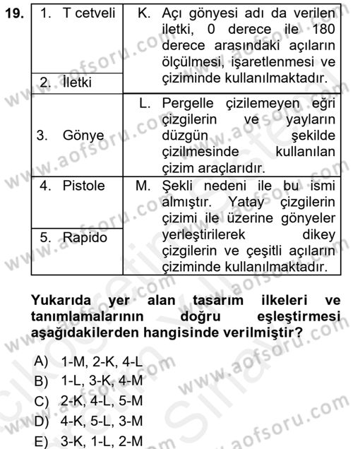 Moda Tasarım Dersi 2017 - 2018 Yılı (Vize) Ara Sınav Soruları 19. Soru