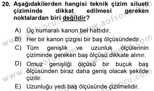 Moda Tasarım Dersi 2017 - 2018 Yılı (Vize) Ara Sınav Soruları 20. Soru