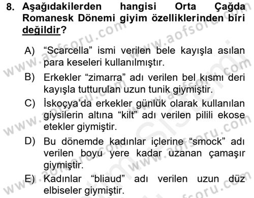 Moda Tasarım Dersi 2017 - 2018 Yılı (Vize) Ara Sınav Soruları 8. Soru