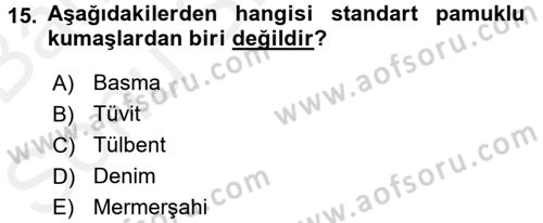 Moda Tasarım Dersi 2017 - 2018 Yılı (Final) Dönem Sonu Sınav Soruları 15. Soru
