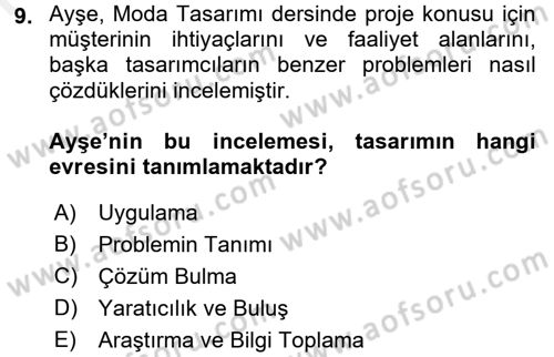 Moda Tasarım Dersi 2017 - 2018 Yılı (Final) Dönem Sonu Sınav Soruları 9. Soru