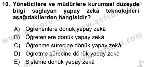 Dijital Ailede Öğrenme Ve Farkındalık Dersi 2024 - 2025 Yılı (Vize) Ara Sınav Soruları 10. Soru