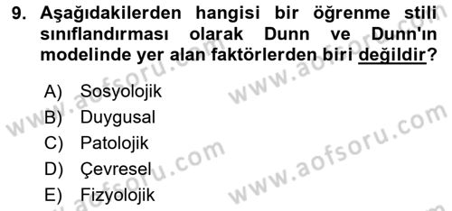 Dijital Ailede Öğrenme Ve Farkındalık Dersi 2024 - 2025 Yılı (Vize) Ara Sınav Soruları 9. Soru