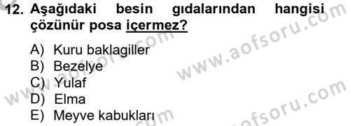 Sağlıklı Yaşam Dersi 2012 - 2013 Yılı (Vize) Ara Sınav Soruları 12. Soru