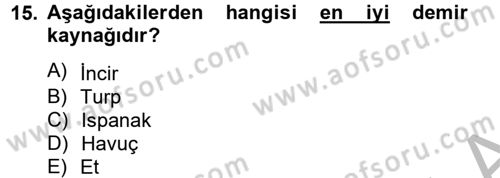 Sağlıklı Yaşam Dersi 2012 - 2013 Yılı (Vize) Ara Sınav Soruları 15. Soru