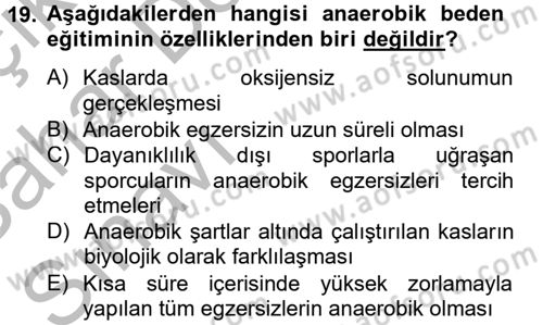 Sağlıklı Yaşam Dersi 2012 - 2013 Yılı (Vize) Ara Sınav Soruları 19. Soru