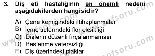 Sağlıklı Yaşam Dersi 2012 - 2013 Yılı (Vize) Ara Sınav Soruları 3. Soru