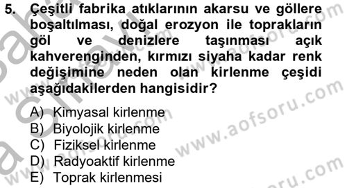 Sağlıklı Yaşam Dersi 2012 - 2013 Yılı (Vize) Ara Sınav Soruları 5. Soru