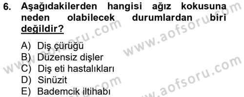 Sağlıklı Yaşam Dersi 2012 - 2013 Yılı (Vize) Ara Sınav Soruları 6. Soru