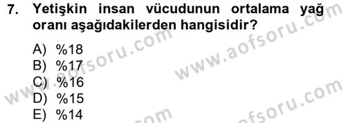 Sağlıklı Yaşam Dersi 2012 - 2013 Yılı (Vize) Ara Sınav Soruları 7. Soru