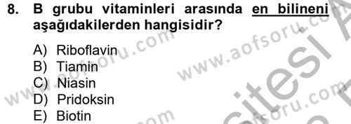 Sağlıklı Yaşam Dersi 2012 - 2013 Yılı (Vize) Ara Sınav Soruları 8. Soru