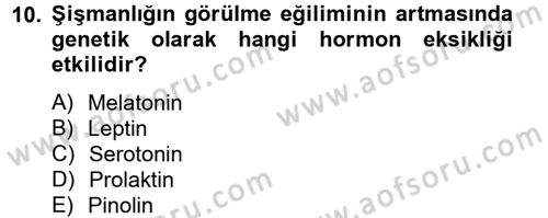 Sağlıklı Yaşam Dersi 2012 - 2013 Yılı (Final) Dönem Sonu Sınav Soruları 10. Soru