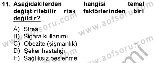 Sağlıklı Yaşam Dersi 2012 - 2013 Yılı (Final) Dönem Sonu Sınav Soruları 11. Soru