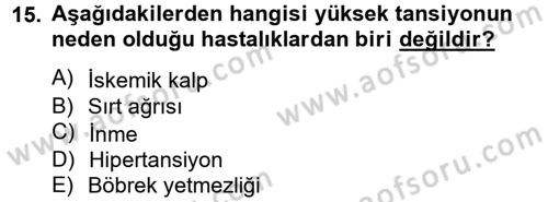 Sağlıklı Yaşam Dersi 2012 - 2013 Yılı (Final) Dönem Sonu Sınav Soruları 15. Soru