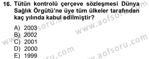 Sağlıklı Yaşam Dersi 2012 - 2013 Yılı (Final) Dönem Sonu Sınav Soruları 16. Soru
