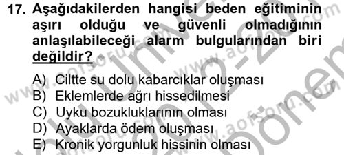 Sağlıklı Yaşam Dersi 2012 - 2013 Yılı (Final) Dönem Sonu Sınav Soruları 17. Soru