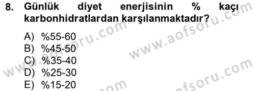 Sağlıklı Yaşam Dersi 2012 - 2013 Yılı (Final) Dönem Sonu Sınav Soruları 8. Soru