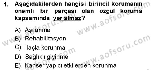 Sağlıklı Yaşam Dersi 2013 - 2014 Yılı (Final) Dönem Sonu Sınav Soruları 1. Soru