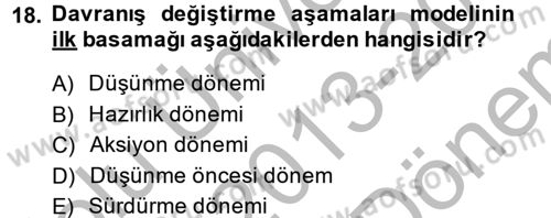 Sağlıklı Yaşam Dersi 2013 - 2014 Yılı (Final) Dönem Sonu Sınav Soruları 18. Soru