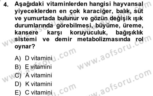 Sağlıklı Yaşam Dersi 2013 - 2014 Yılı (Final) Dönem Sonu Sınav Soruları 4. Soru