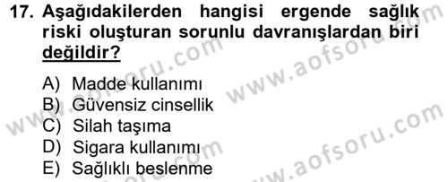 Sağlıklı Yaşam Dersi 2013 - 2014 Yılı Tek Ders Sınav Soruları 17. Soru