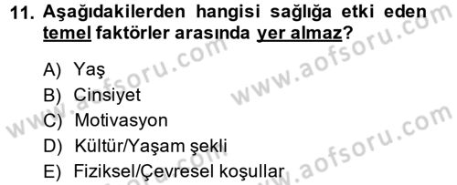 Sağlıklı Yaşam Dersi 2014 - 2015 Yılı (Vize) Ara Sınav Soruları 11. Soru