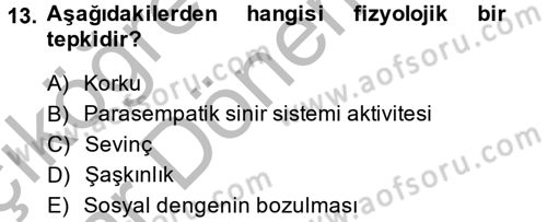 Sağlıklı Yaşam Dersi 2014 - 2015 Yılı (Vize) Ara Sınav Soruları 13. Soru
