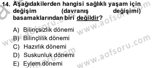 Sağlıklı Yaşam Dersi 2014 - 2015 Yılı (Vize) Ara Sınav Soruları 14. Soru