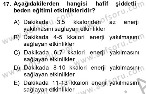 Sağlıklı Yaşam Dersi 2014 - 2015 Yılı (Vize) Ara Sınav Soruları 17. Soru