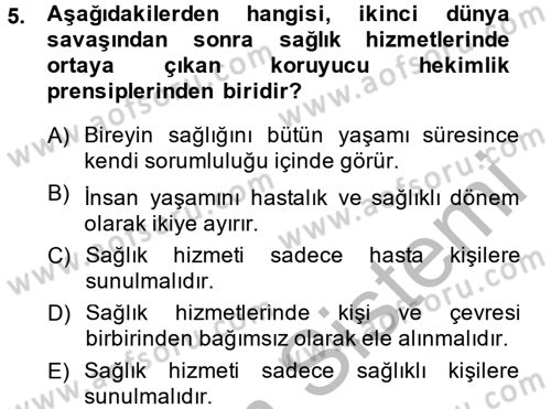 Sağlıklı Yaşam Dersi 2014 - 2015 Yılı (Vize) Ara Sınav Soruları 5. Soru