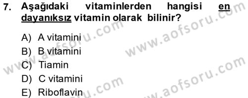 Sağlıklı Yaşam Dersi 2014 - 2015 Yılı (Vize) Ara Sınav Soruları 7. Soru