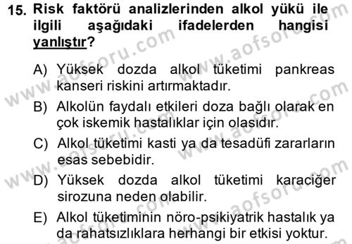 Sağlıklı Yaşam Dersi 2014 - 2015 Yılı (Final) Dönem Sonu Sınav Soruları 15. Soru