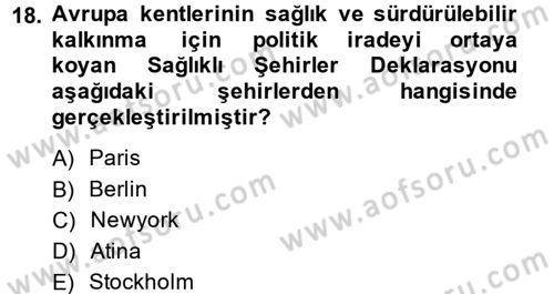 Sağlıklı Yaşam Dersi 2014 - 2015 Yılı (Final) Dönem Sonu Sınav Soruları 18. Soru