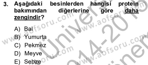 Sağlıklı Yaşam Dersi 2014 - 2015 Yılı (Final) Dönem Sonu Sınav Soruları 3. Soru