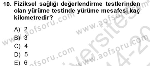 Sağlıklı Yaşam Dersi 2014 - 2015 Yılı Tek Ders Sınav Soruları 10. Soru