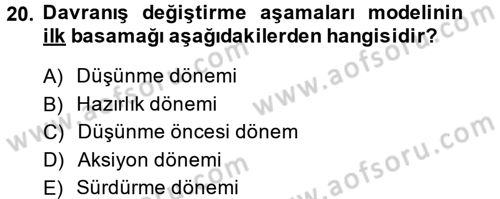 Sağlıklı Yaşam Dersi 2014 - 2015 Yılı Tek Ders Sınav Soruları 20. Soru