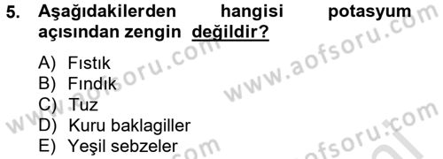 Sağlıklı Yaşam Dersi 2014 - 2015 Yılı Tek Ders Sınav Soruları 5. Soru